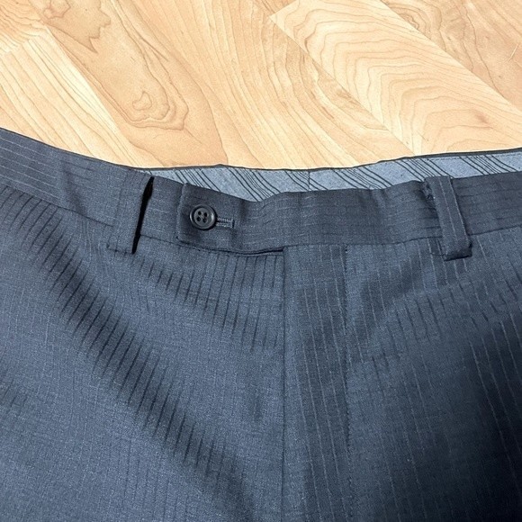 Calvin Klein Dress Pant Mens 34x32 Black Pinstripe Wool Business Casual Trouser - Picture 9 of 10